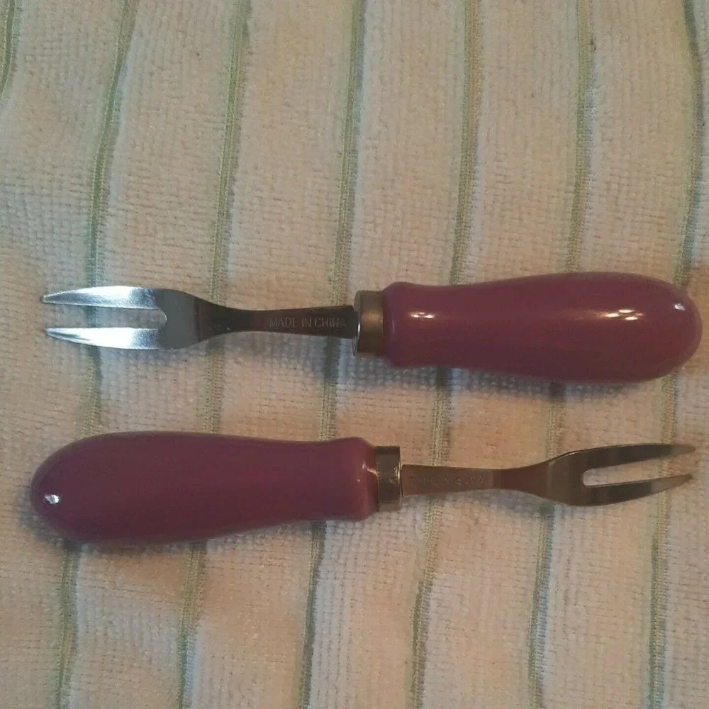 Set of 4 Appetizer Forks and Spreading Knives Purple Vino Wine Party